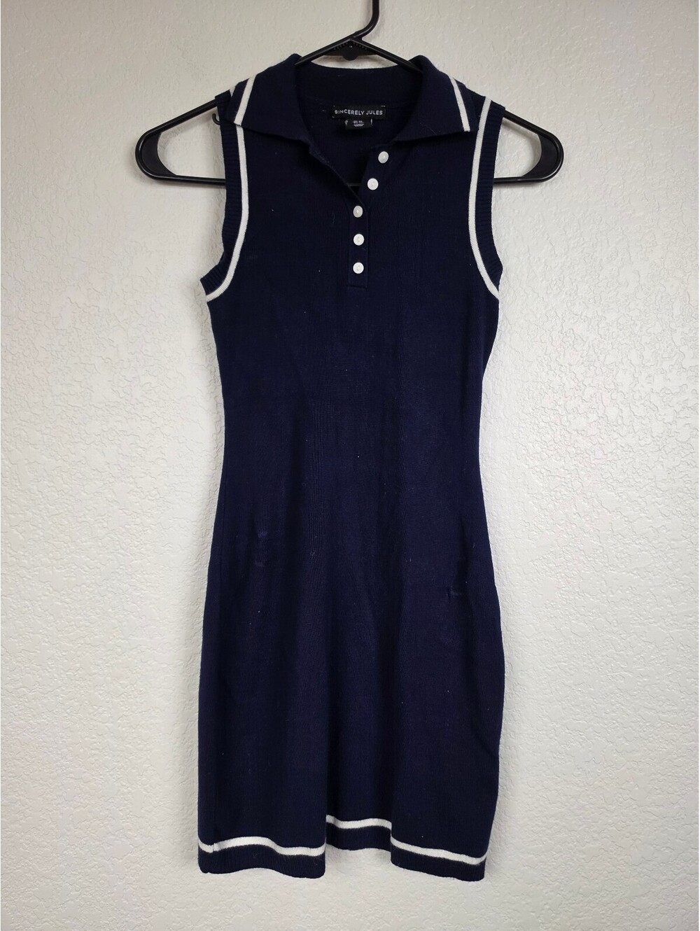 Anthropologie Sincerely Jules Navy Sleeveless Polo Dress XS